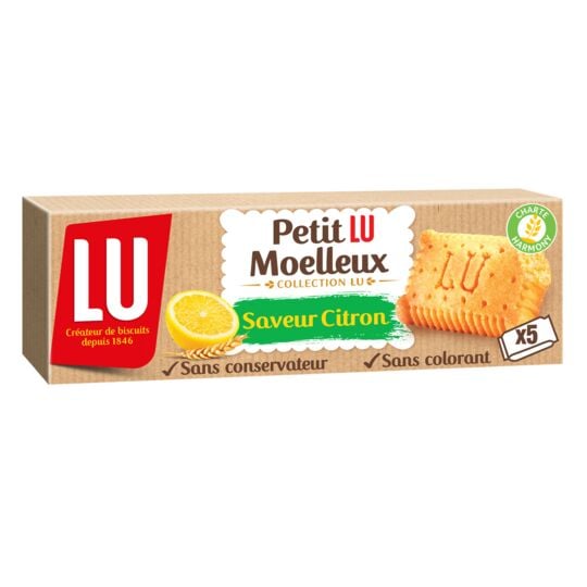 LU | Gâteaux moelleux goût Citron Petit Lu, La boîte de 5 sachets, 140 g