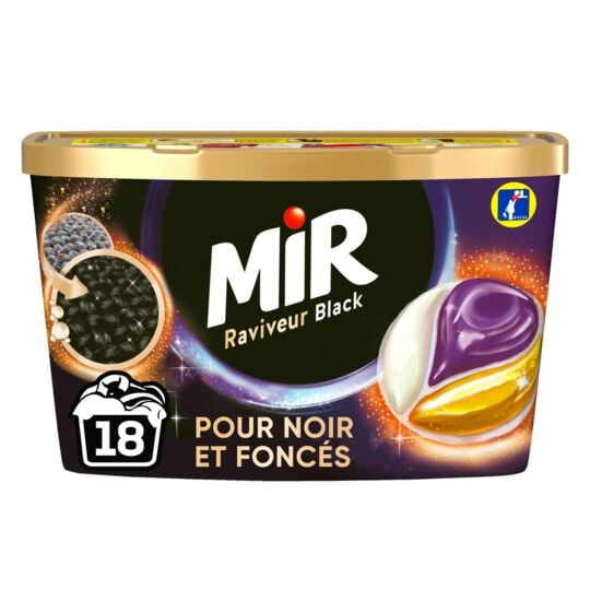 MIR | Lessive Capsule Raviveur Couleur Noir, la boite de 18 capsules