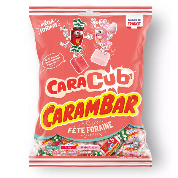 CARAMBAR | Caracub fête foraine parfum fraise et barbe à papa, le paquet de  400g