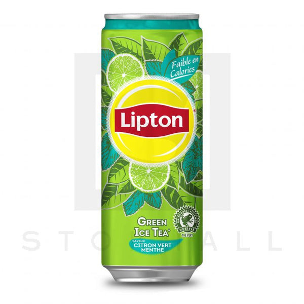 LIPTON | Thé vert glacé saveur citron vert et menthe , la canette de 33cl