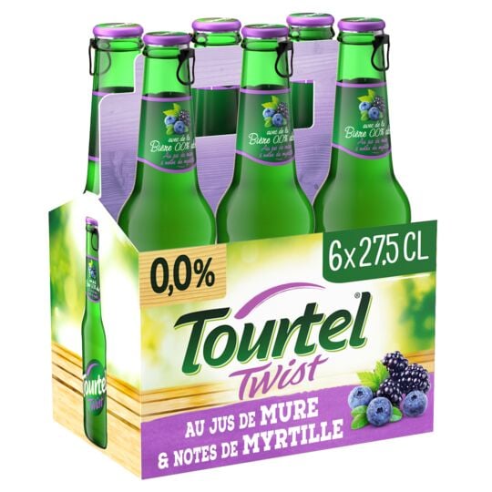 TOURTEL Twist | Bière Sans Alcool Au Jus De Mûre Et Notes De Myrtille 0.0°, le pack de6x27,5 cl