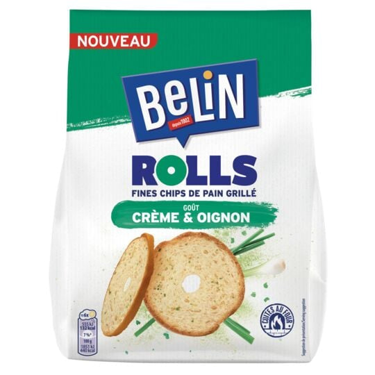 BELIN |  Biscuits apéritifs fines chips de pain grillé goût crème et oignon, le sachet de 150gr