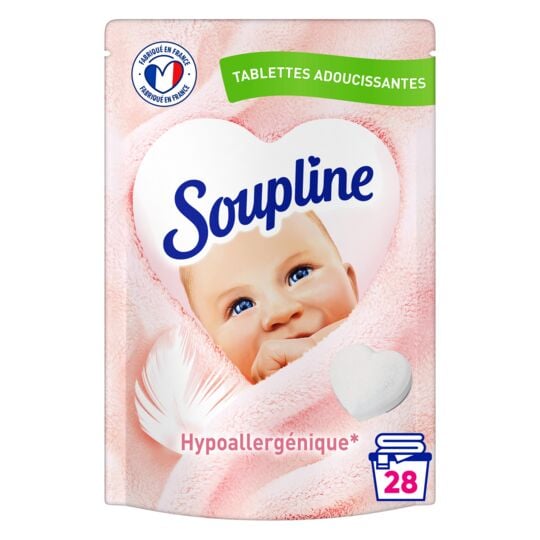 SOUPLINE | Adoucissant Tablettes Cœurs hypoallergénique, le paquet de 28 tablettes