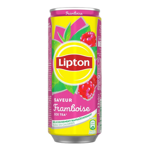 LIPTON | Thé vert glacé saveur framboise, la canette de 33cl