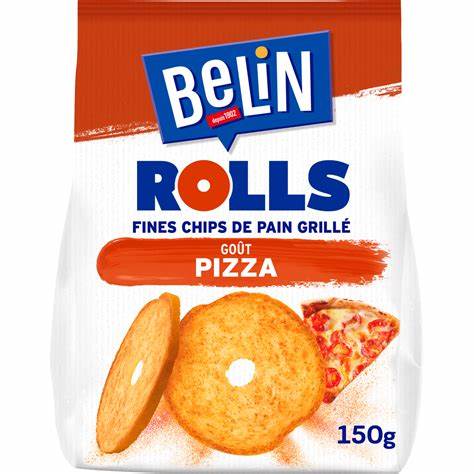 BELIN |  Biscuits apéritifs fines chips de pain grillé goût pizza, le sachet de 150gr