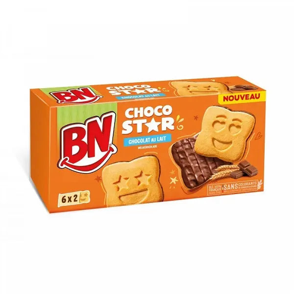 BN |  Biscuits sablés nappés de chocolat au lait chocostar 195g