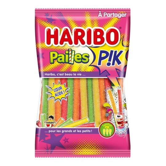 HARIBO | Bonbons paille pik cœur acide  le sachet de 180g