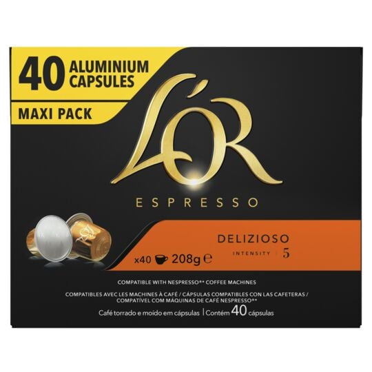 L’OR ESPRESSO | Café capsules Compatibles Nespresso delizioso intensité 5  la boite de 40 capsules 208g