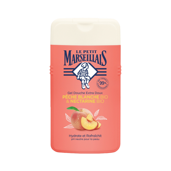 LE PETIT MARSEILLAIS |Gel Douche Extra Doux Hydrate Et Rafraîchit Pêche Blanche bio & Nectarine Bio 250ml